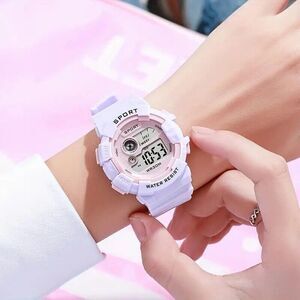 Ladies Purple and Pink Multifunctional Digital Watch